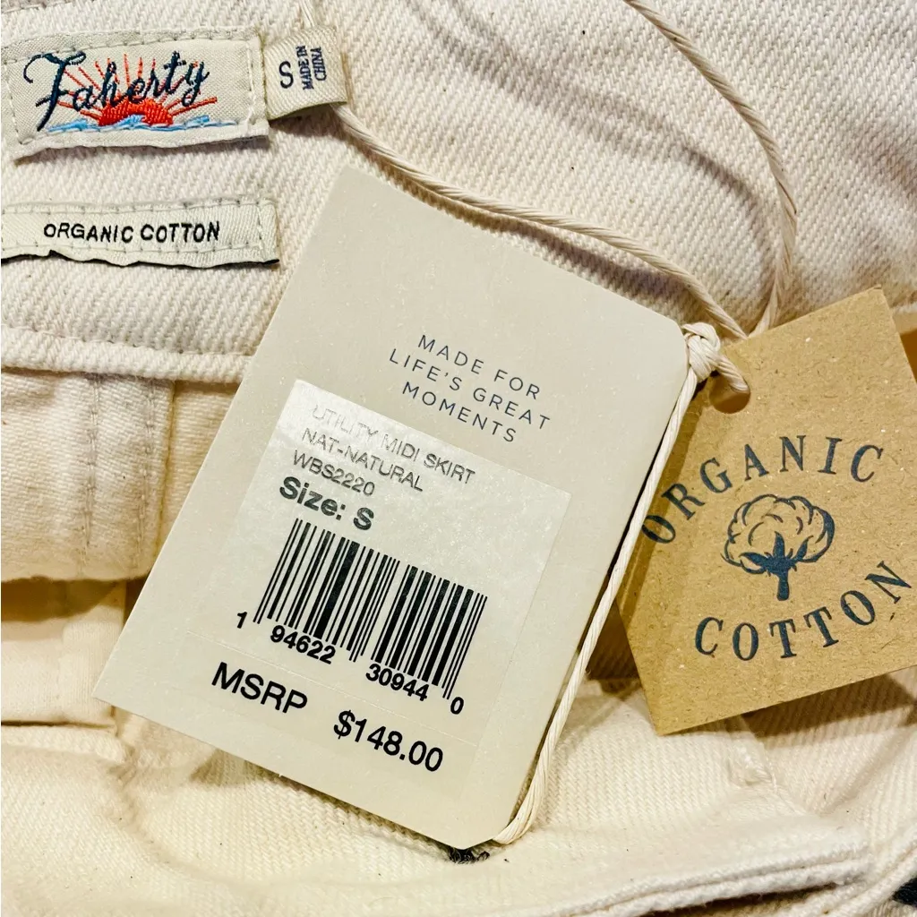 Faherty Brand Natural Denim Utility Midi Skirt - Image 6