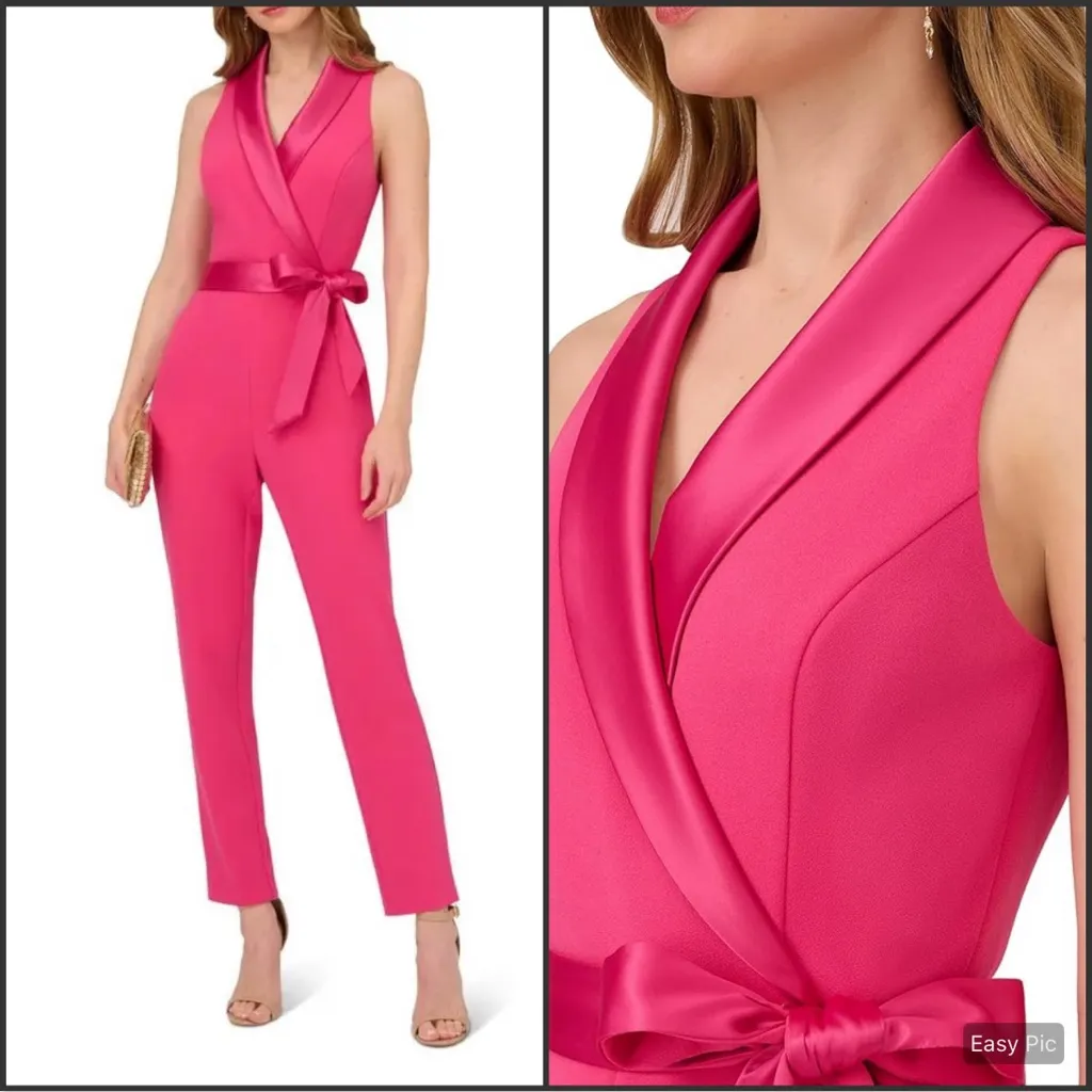 NWT Adrianna Papell Tuxedo Jumpsuit Size 12 - Image 2