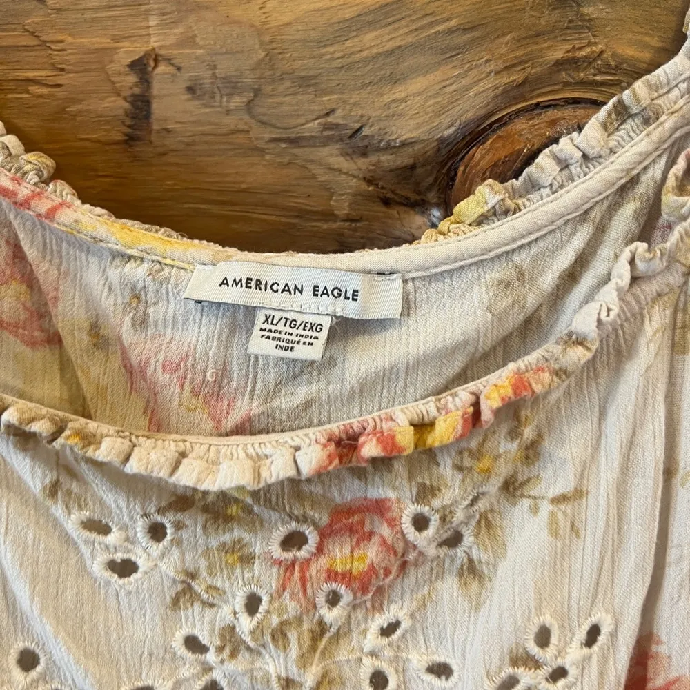 American Eagle  Floral Square Neck Smocked Blouse - Image 3