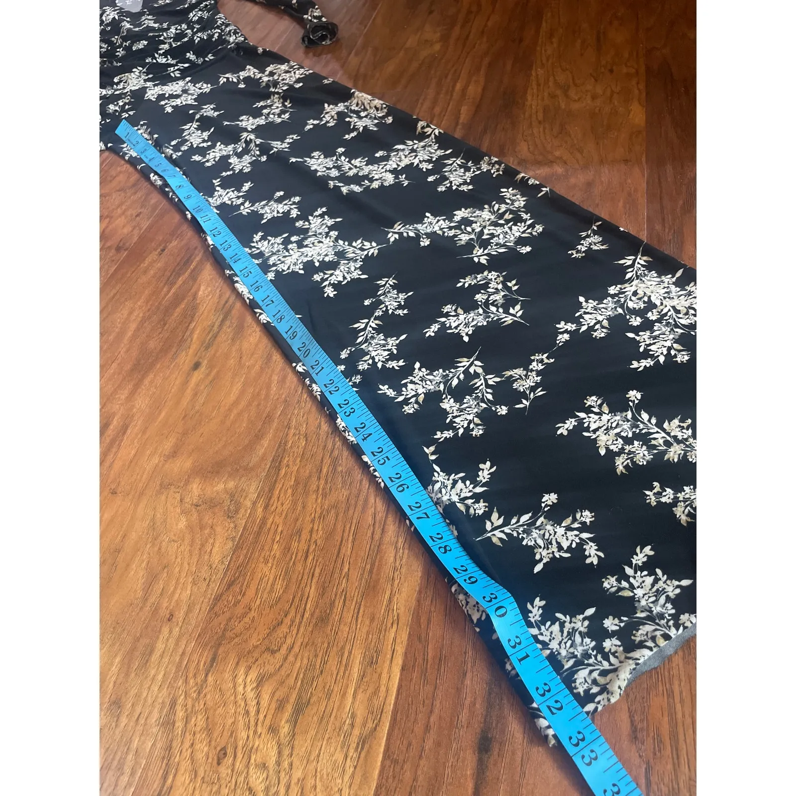 NORMA KAMALI Floral Print Shirred Jumpsuit STRETCHY SLINKY Wide Leg Black Sz XS - Image 7