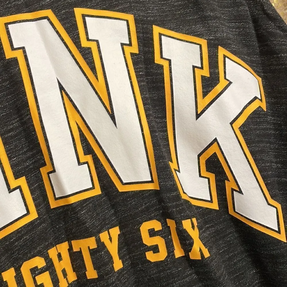 PINK Victoria’s Secret dark gray/white/yellow logo pullover, size L, NWOT‎ - Image 3