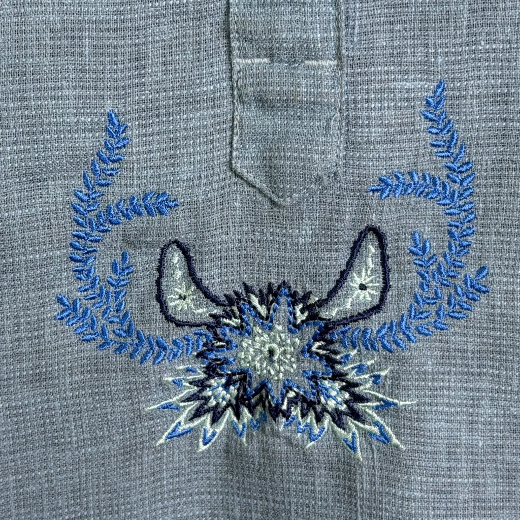 Patagonia Women’s Archive “Rhythm” Embroidered Hemp Button-Up Shirt L Rare - Image 5