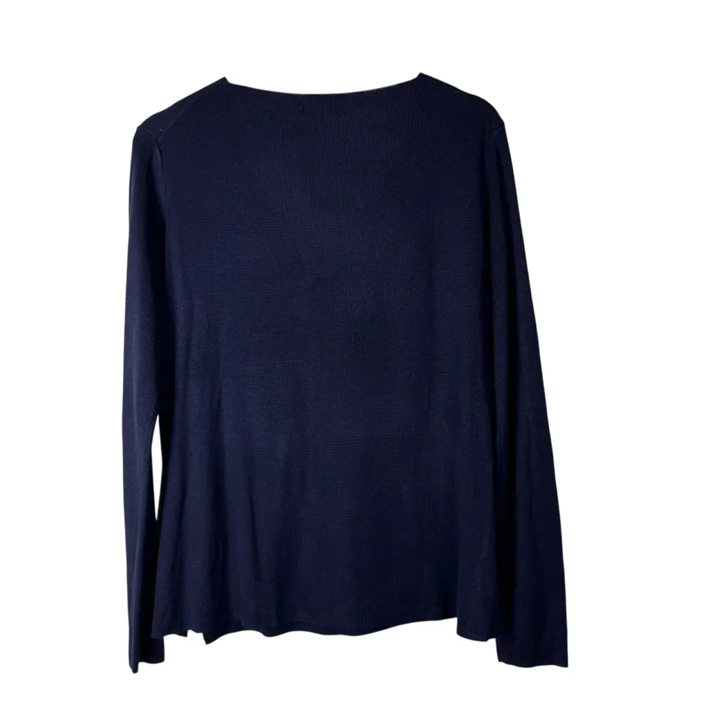 H&M Basic Navy Blue V-Neck Fine Knit Pullover Sweater S - Image 2