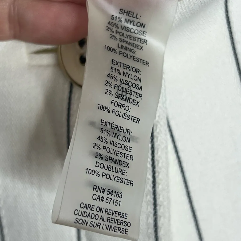 Tommy Hilfiger White Pinstripe Blazer Jacket Womens Business Casual Office 8 - Image 7