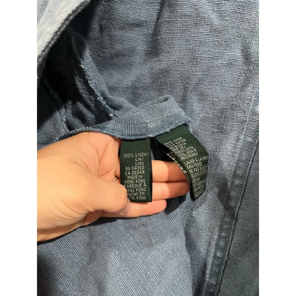 Lauren Ralph Lauren Dusty Blue Linen Lagenlook Minimalist Quiet Luxury Jacket - Image 4