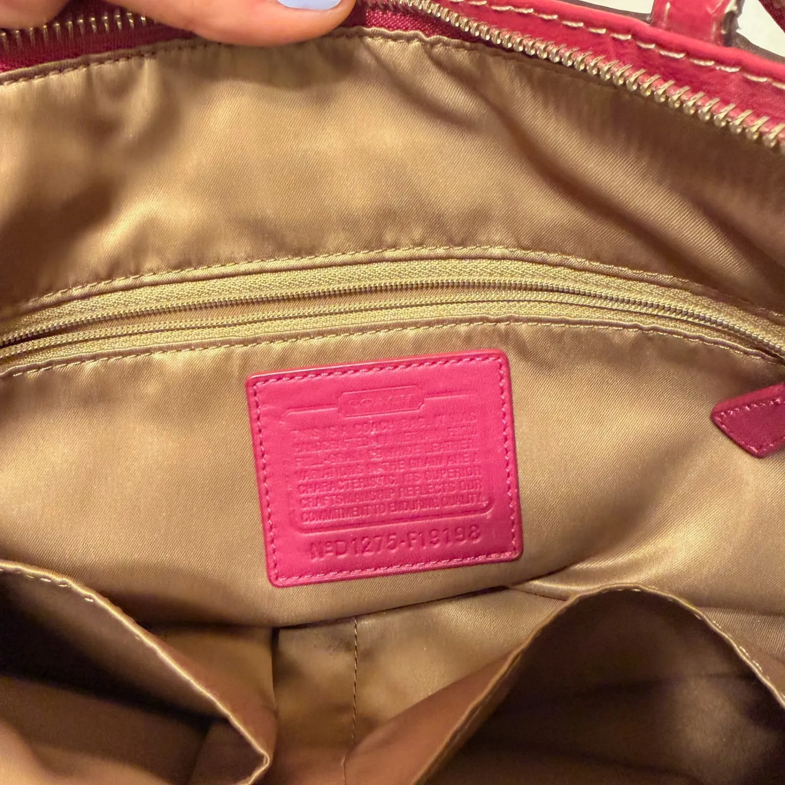 Coach Legacy Stitched Signature C Tote Bag Berry Pink Patent Leather Preppy Y2K - Image 11