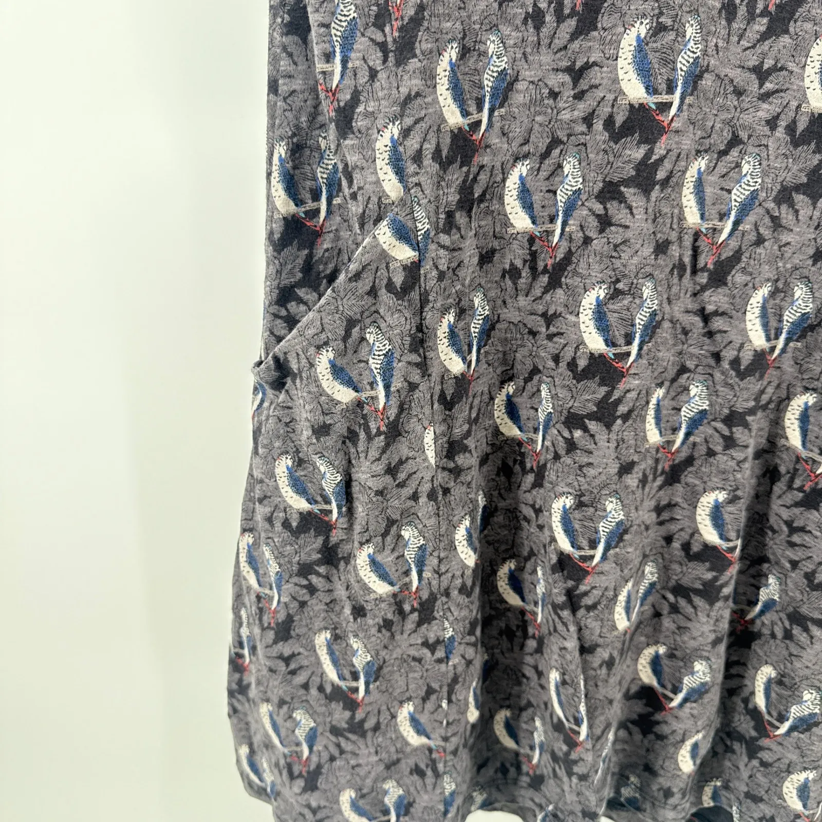 Fat Face Women's Natural Simone Jersey Dress Gray Bird Print Short Sleeve Size 8 - Image 2