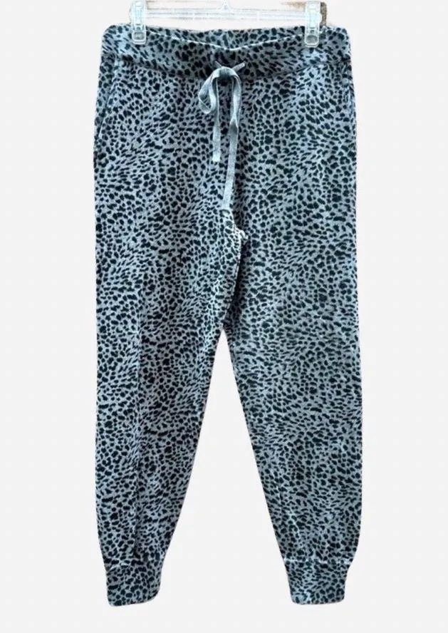 Monrow Revolve Gray Animal Print Jogger Lounge Sweat Pants L Large Cashmere Black - Image 2