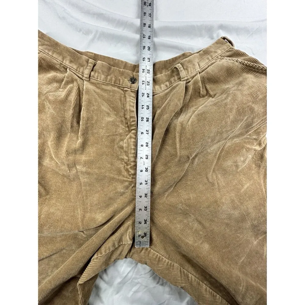 VTG L.L. Bean Corduroy Pleated Pants Womens 16 P Educore High Rise Drop Crotch - Image 9
