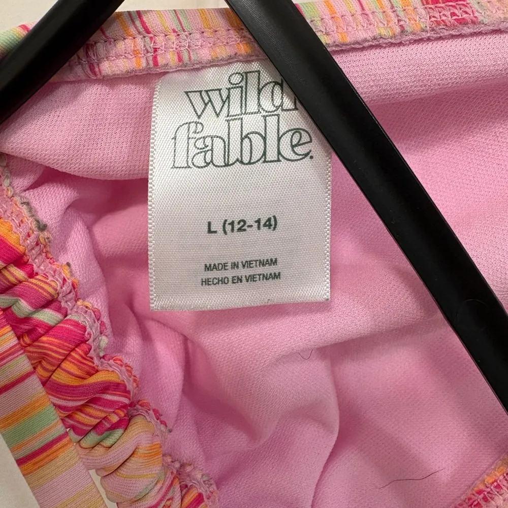 Wild & Fable Bikini Top Triangle Multicolor Striped Adjustable Colorful Neon - Image 4