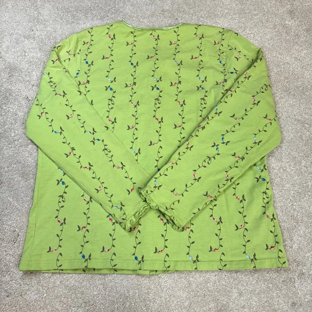 Denim & Co. Vintage Embroidered Floral Button Down Long Sleeve Shirt Size XL - Image 2