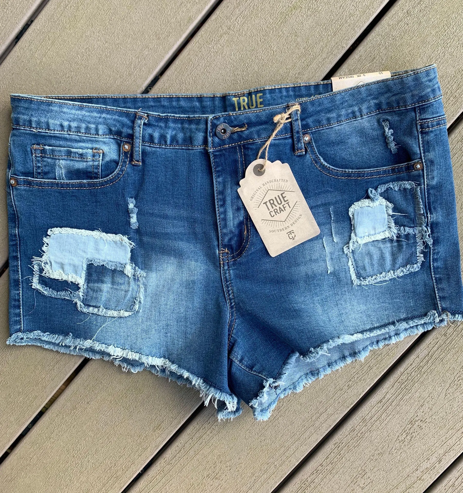 Denim Jean Shorts Super Soft Stretch Womens 15 New - Image 2