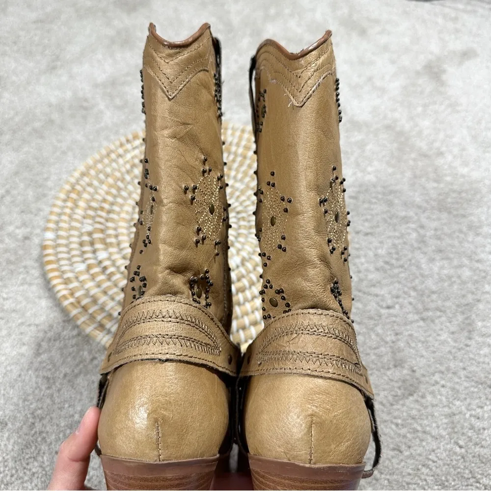 Dingo Addie Women’s Harness Boots Mid-Calf Rhinestone Western Rodeo Cowgirl Tan - Image 8