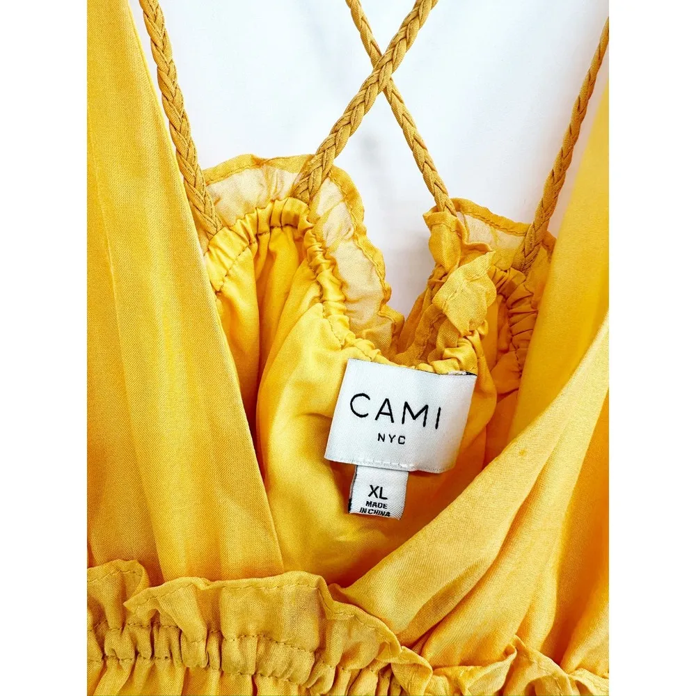 Cami NYC Marlene Peplum Silk Yellow Orange Camisole Top Size XL - Image 4