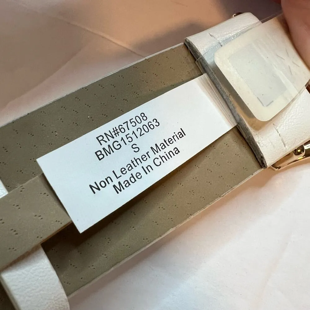 INC International Concepts Belt Small White Double-Circle Bamboo Buckle New - Image 4