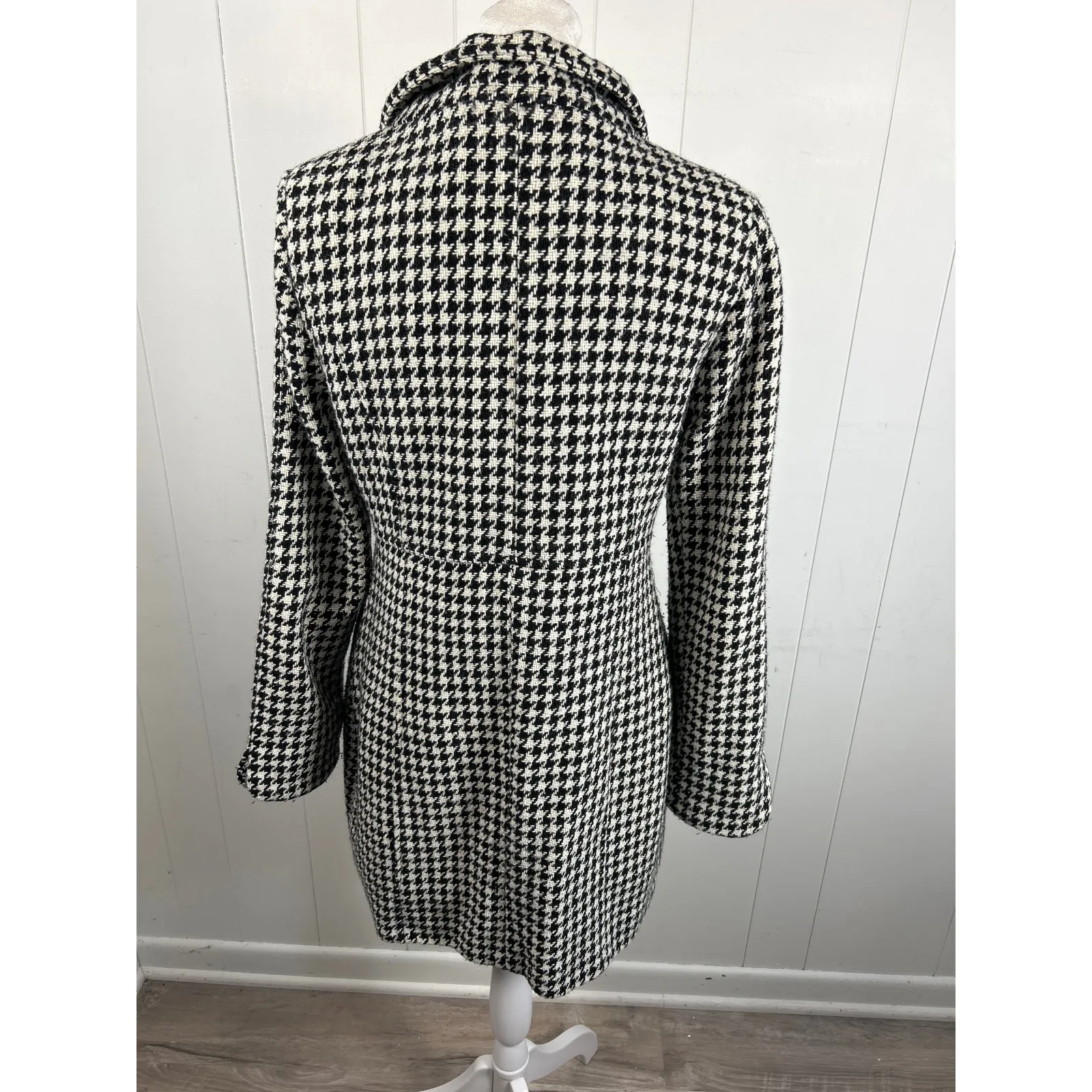 Bitten by Sarah Jessica Parker black and white houndstooth pea coat Size M Size M - Image 6