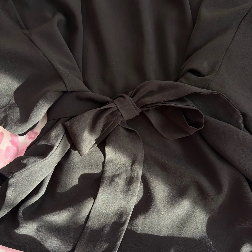 Hayden black tie front flowy top - Image 2