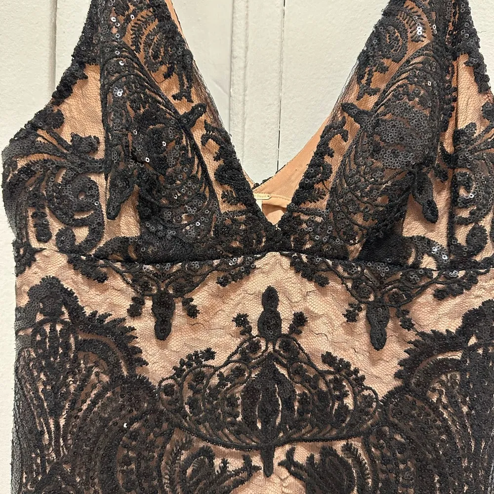 Gorgeous! Free People Night Shimmers Mini Dress Black lace sequins 4 small - Image 7