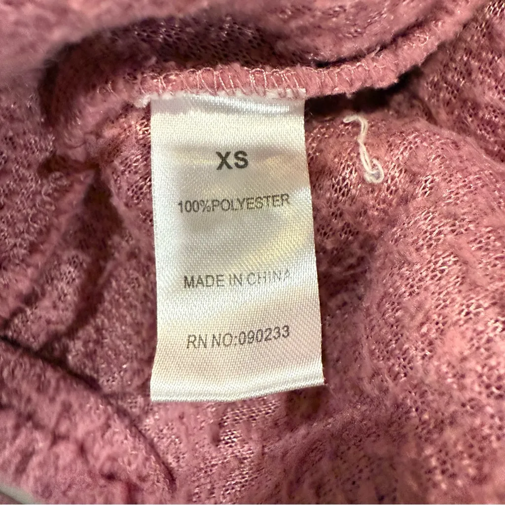 PacSun Full Zip Flower Long Sleeve Teddy Sherpa Jacket Women’s XS Pink Cozycore - Image 6