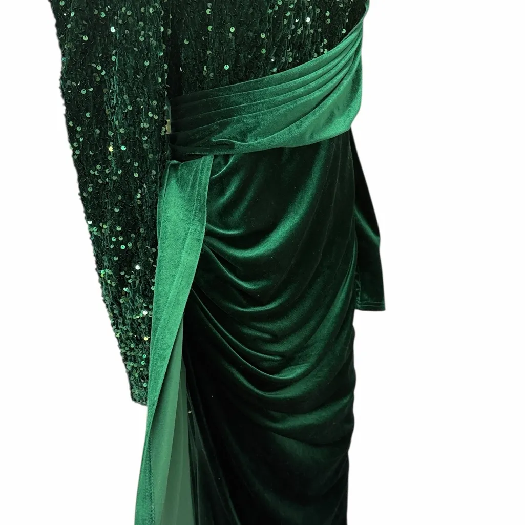 Faeriesty Emerald Green Velvet Sequin Gown Womens Plus Size 2XL - Image 6