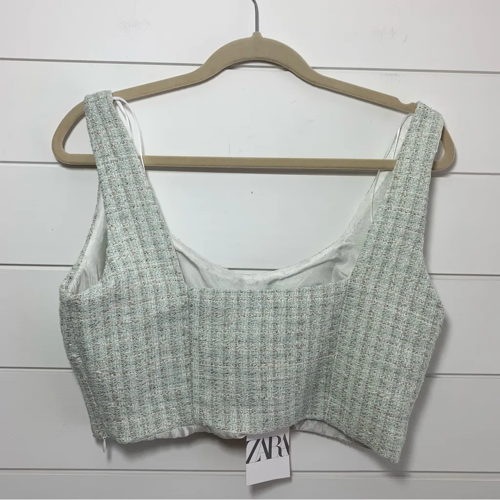 Zara textured corset top fully lined‎ side zipper Size L - Image 2