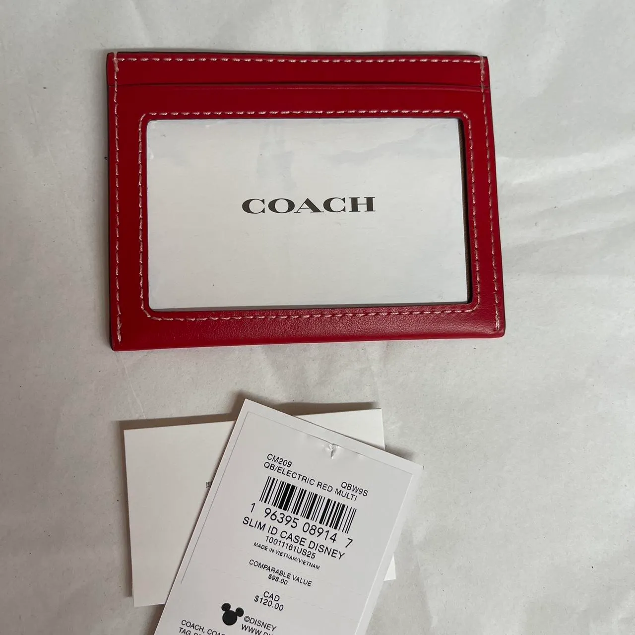 Coach Disney Holiday Slim Id Card Case With Winter Motif Electric Red - Image 3