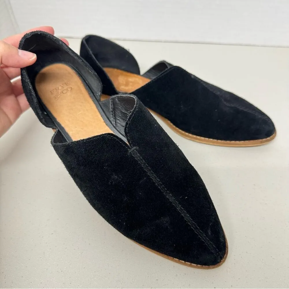 Frye Black Suede Slip On Flats Womens 7.5 Leather Comfort Shoes Pointed Toe - Image 4
