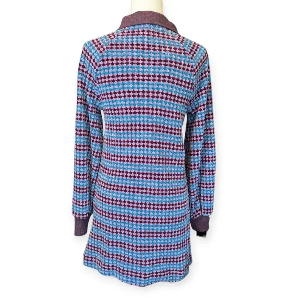 Free People Collared Mini Dress 70s-Inspired Size XS Boho Retro Polo - Image 4