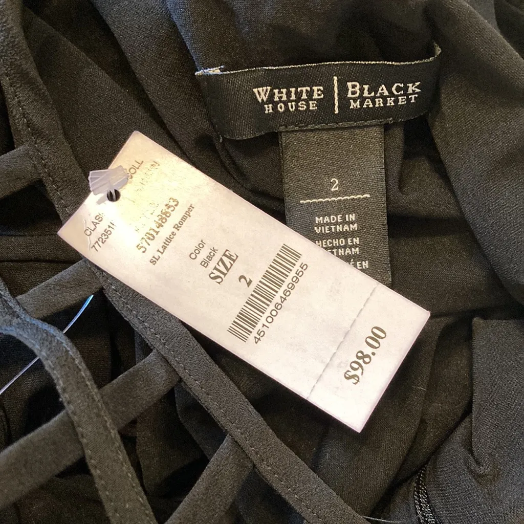 Size 2 Romper Lattice Caged Neckline White House Black Market NWT WHBM - Image 7