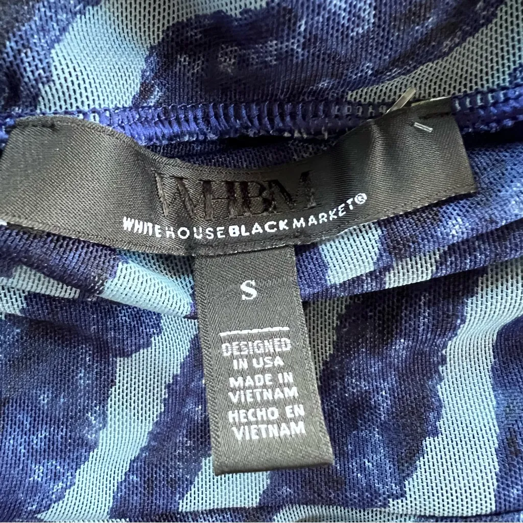 WHBM Blue Sheer Long Sleeve Mesh Turtleneck Top S - Image 14