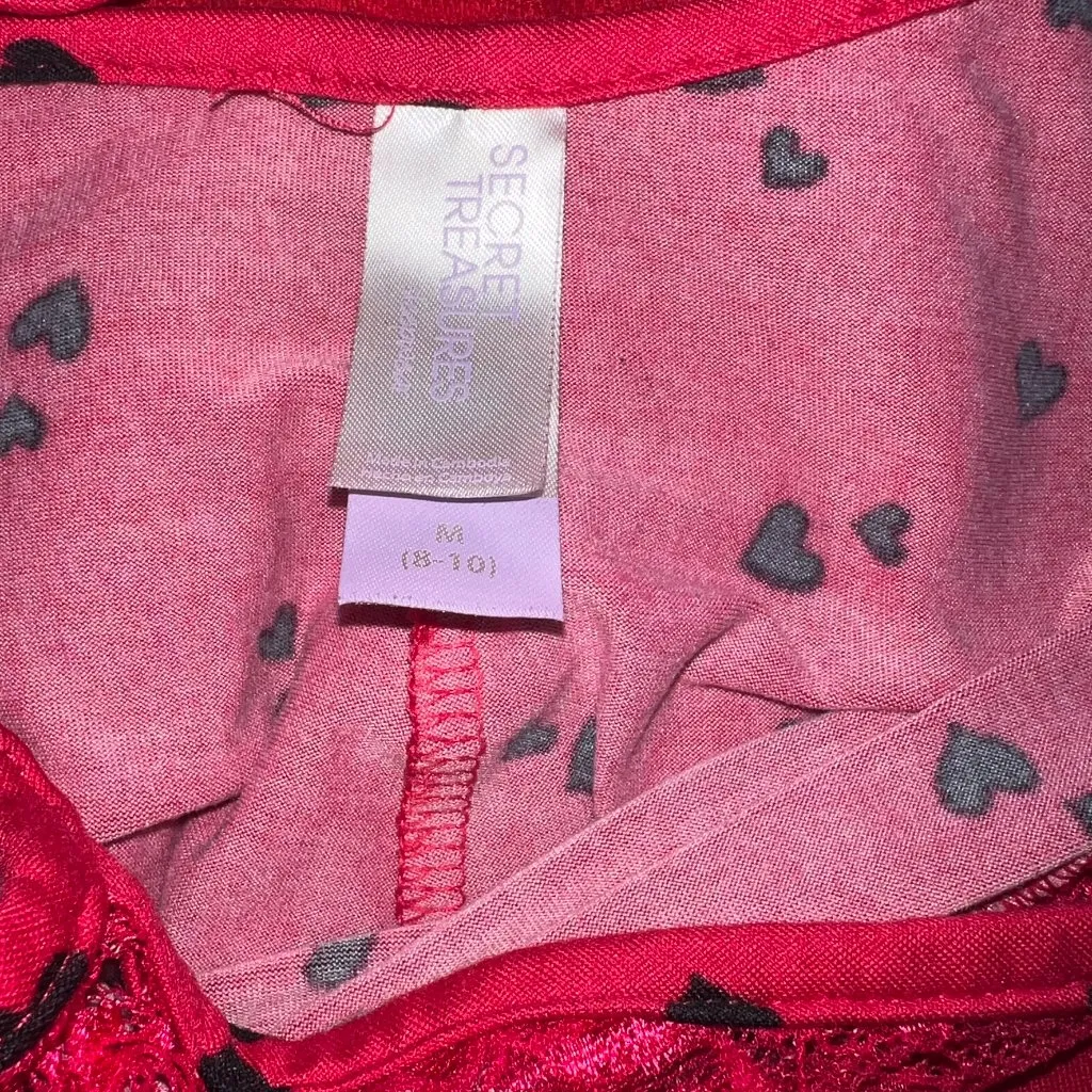 Secret Treasures Red Heart Teddy Women’s M | Lace Trim Sleepwear - Image 7