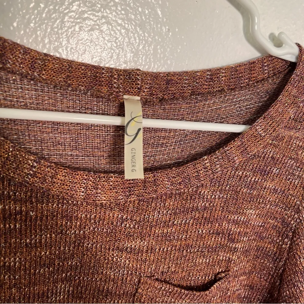 Ginger G Knit Top Metallic High Low Hem - Image 10