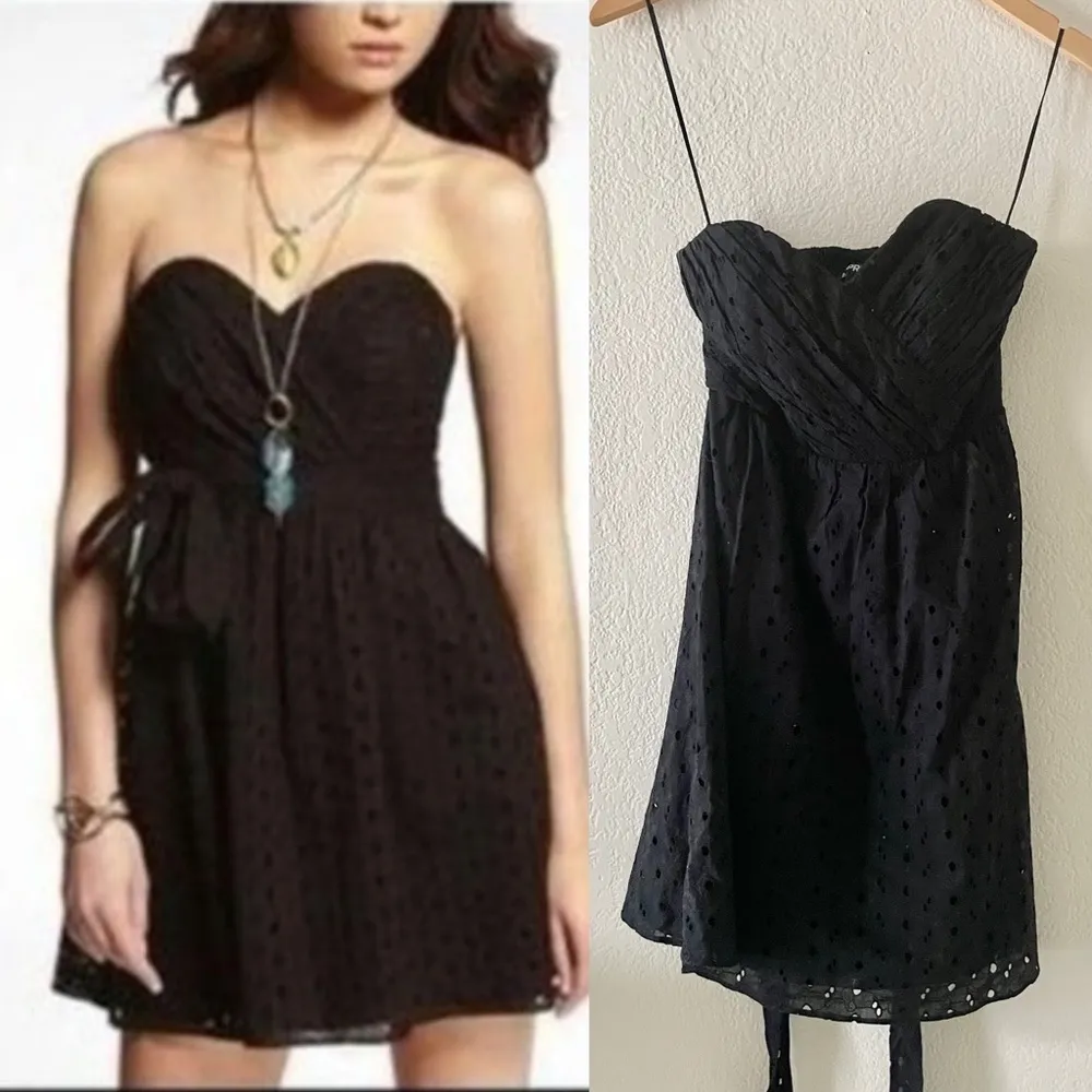 Express, black eyelet lace sweetheart strapless dress - Image 55