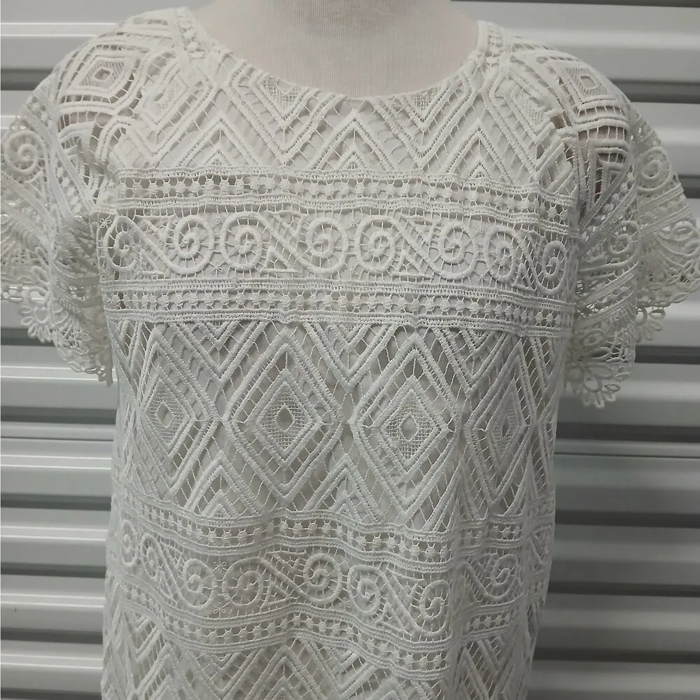 Madewell Embroidered Lace Short Dress Women's Size 6 White Wedding Party Fairy - Image 6