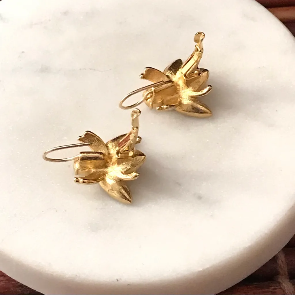 Joan Rivers Pierced Bee Earrings Gold Tone Orange & Clear stones. Gorgeo… - Image 6