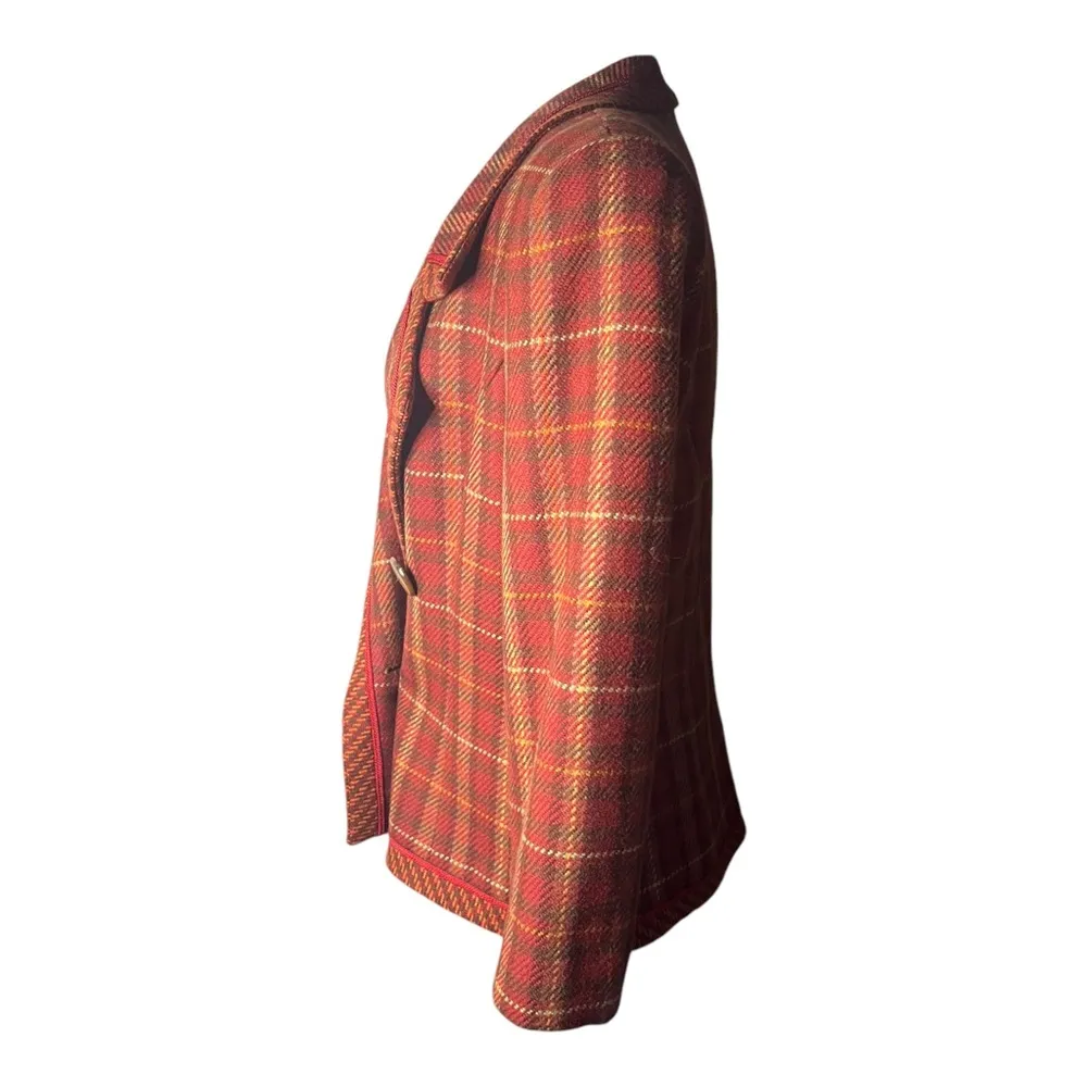 Vintage Wool 1970’s Plaid Coat 12 Yellow - Image 2