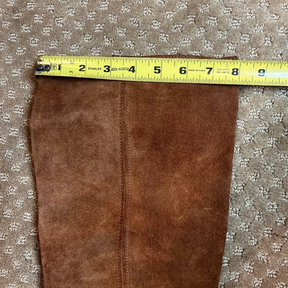 Michael Kors Camel Brown Suede Knee High Boot Round Toe Block Heel SZ 10 Buckle - Image 16