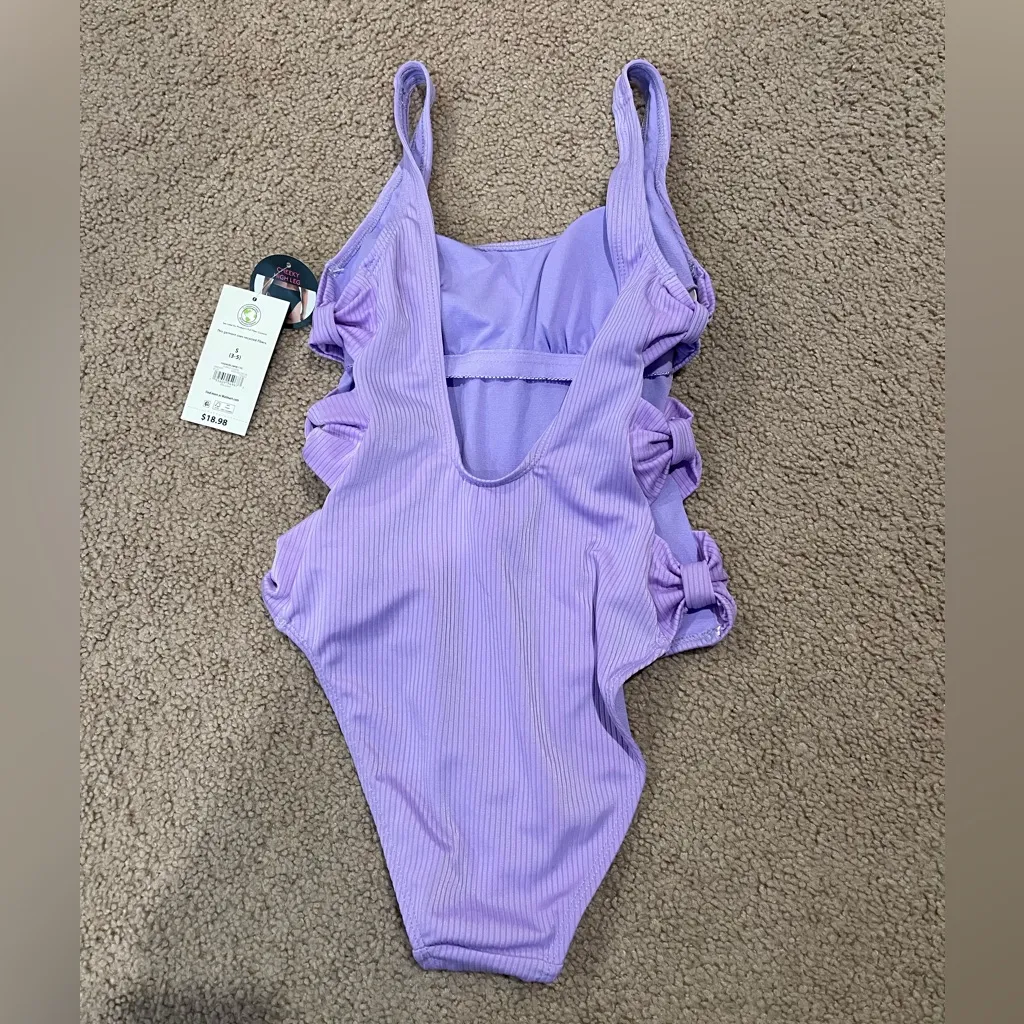 NO BOUNDARIES Junior Ribbed Knit Open Side Cut One Piece Swimsuit - Image 3