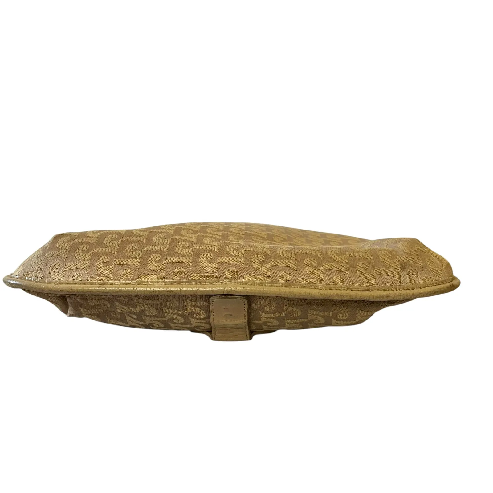 Pierre Cardin Vintage Jacquard Logo Beige Leather Foldover Tote Evening Bag - Image 6