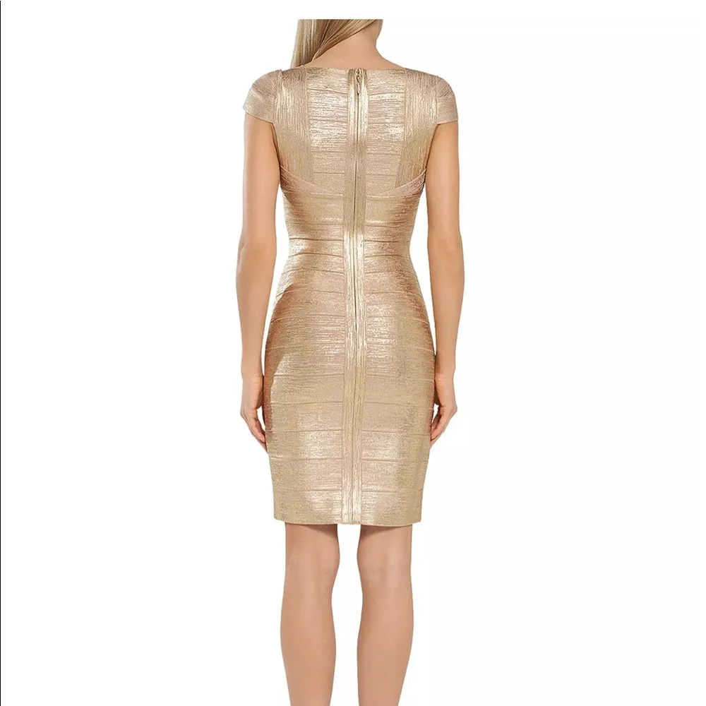 NEW HERVÉ LÉGER
Off-the-shoulder metallic bandage mini dress - Image 2