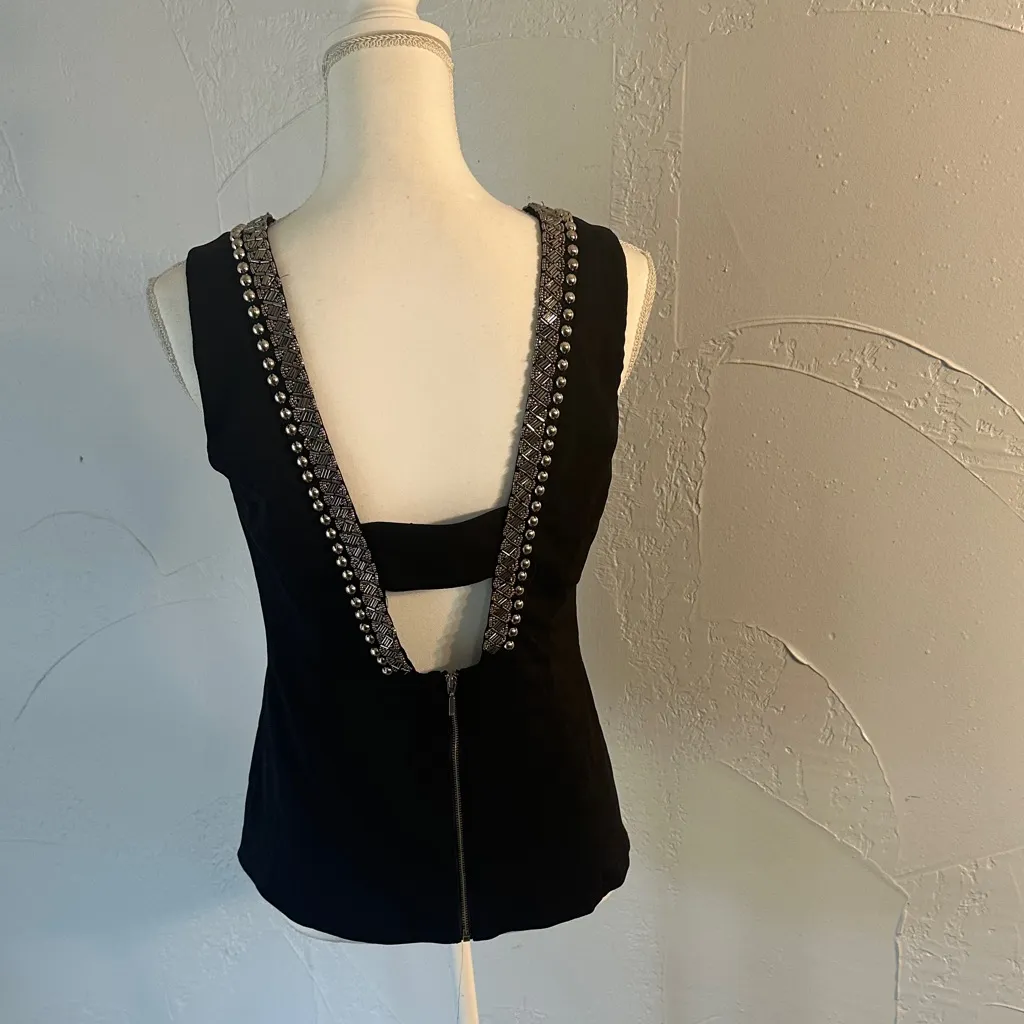 XOXO Black Keyhole Top with Embellished Neckline - Image 3