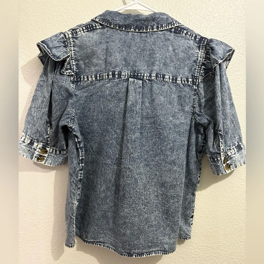 Who What Wear Women’s Blue Jean button-down blouse Size M - Image 9