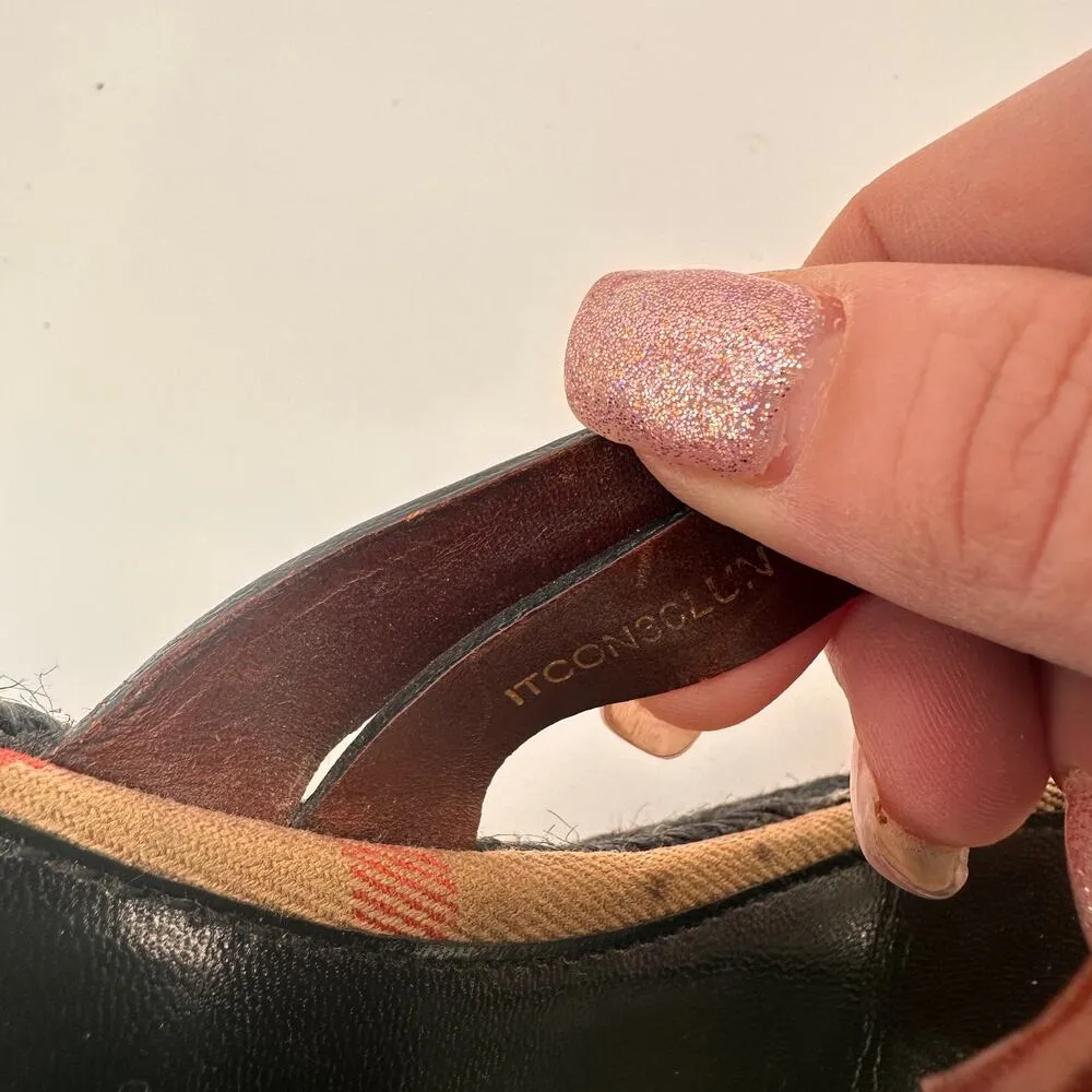 Burberry Leather Brown Wedge Espadrille Thong Heels Sandals Size 39 / 9 - Image 3