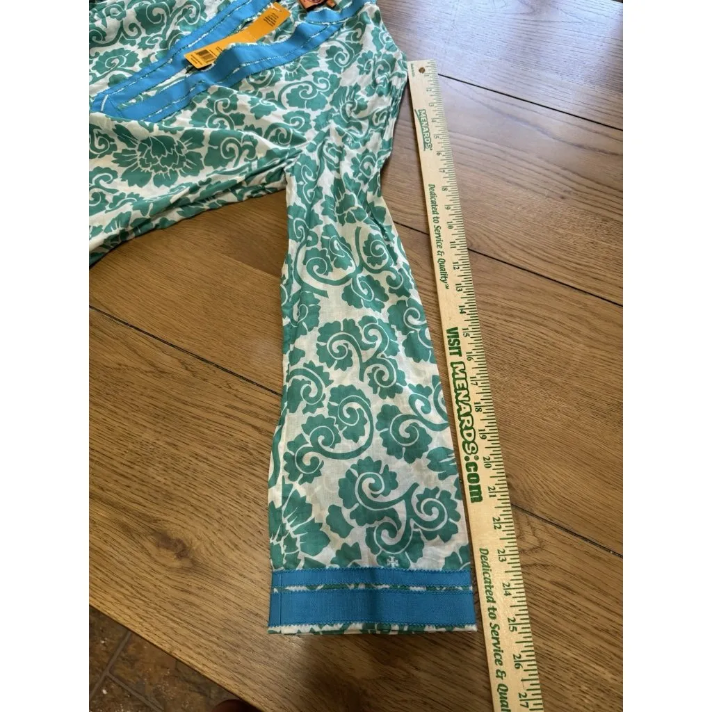 TORY BURCH Women Sz 12 Cotton Pullover Tunic‎ Top Long Sleeve Beach Tropical NWT - Image 9