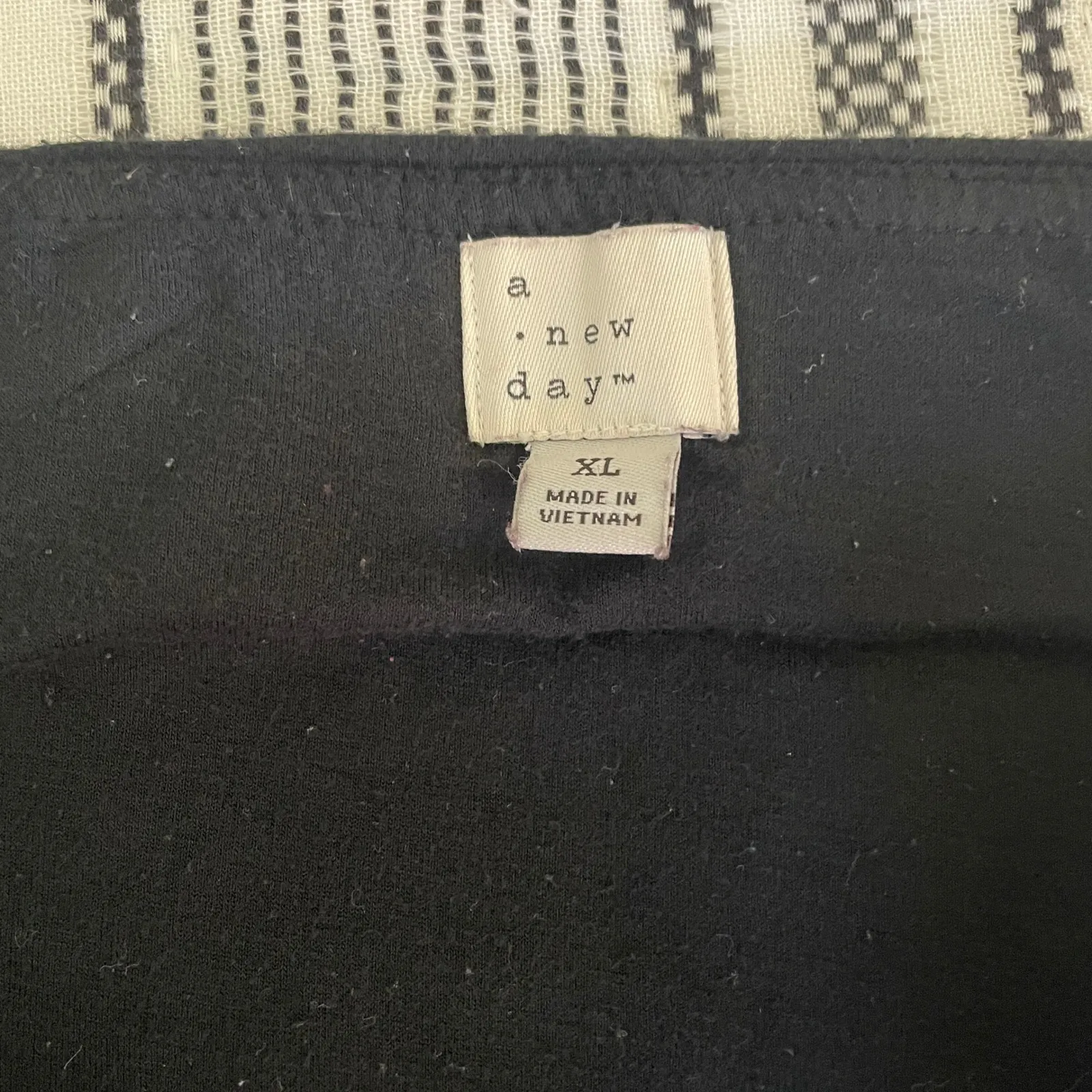 A New Day Striped Midi Skirt XL Black White‎ Cotton Stretch Casual Mature Preppy - Image 2