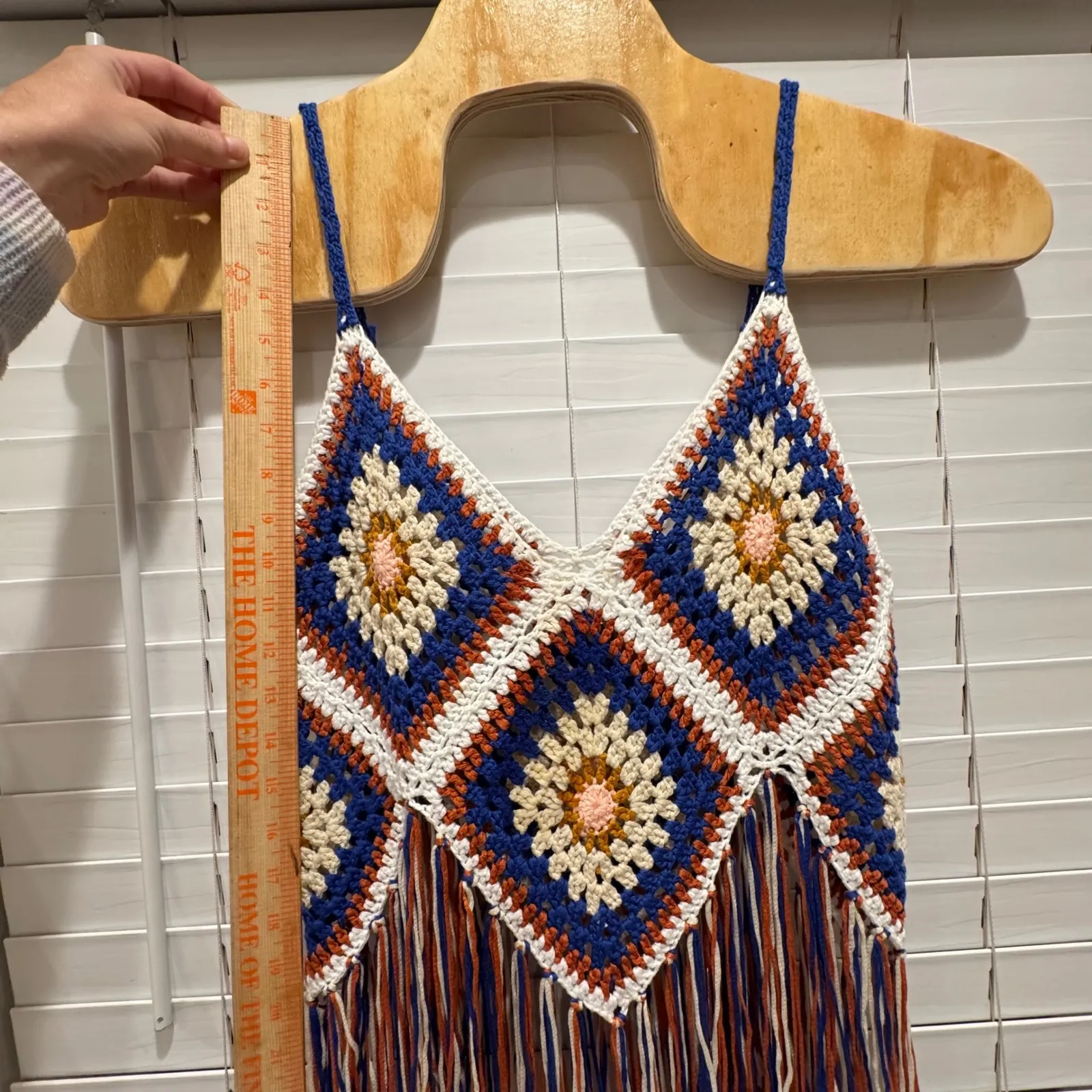 Crochet Fringe Tank Top Bohemian Festival Blue Orange Size M FL‎ Gators Auburn - Image 7