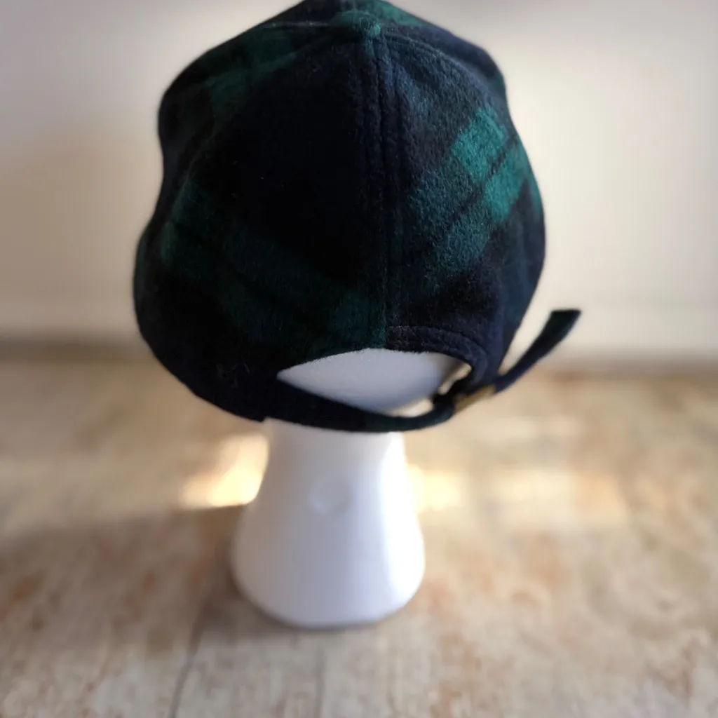 Lauren Ralph Lauren Green Tartan Plaid Wool Baseball Cap Gold Script Logo Preppy - Image 6