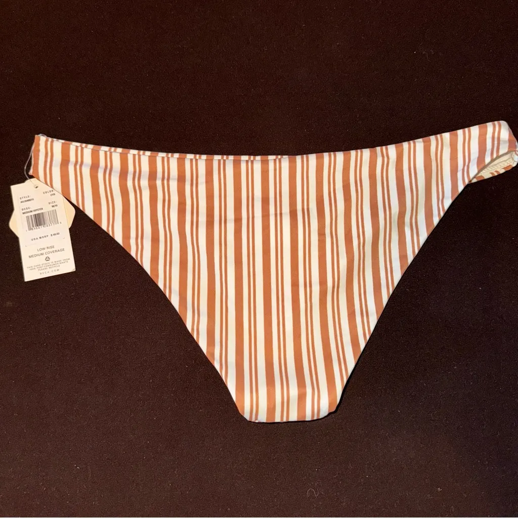 RVCA Women's Standard Swimsuit Bikini Bottom Medium Cut- Tan and White - Image 4
