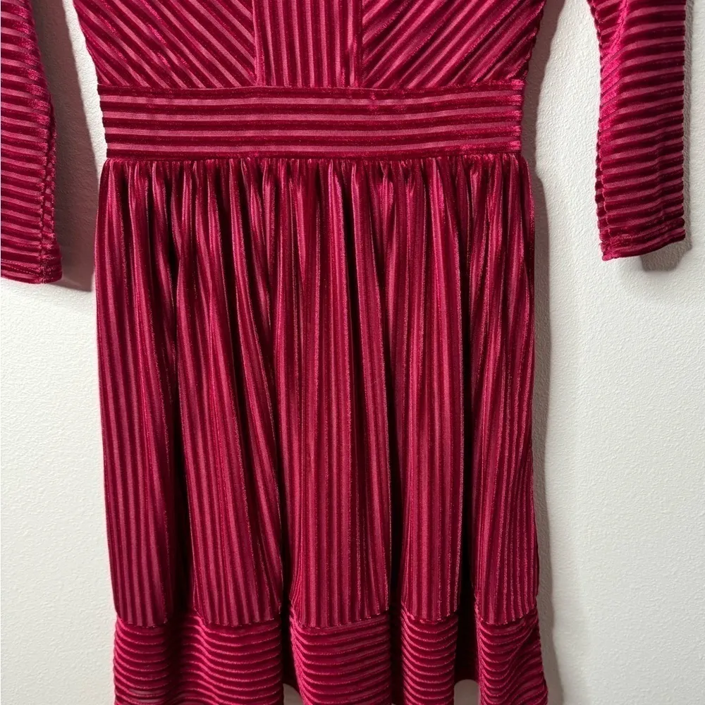 Copper key velvet berry ribbed stretch 3/4 waist zippered dress size small - Image 6