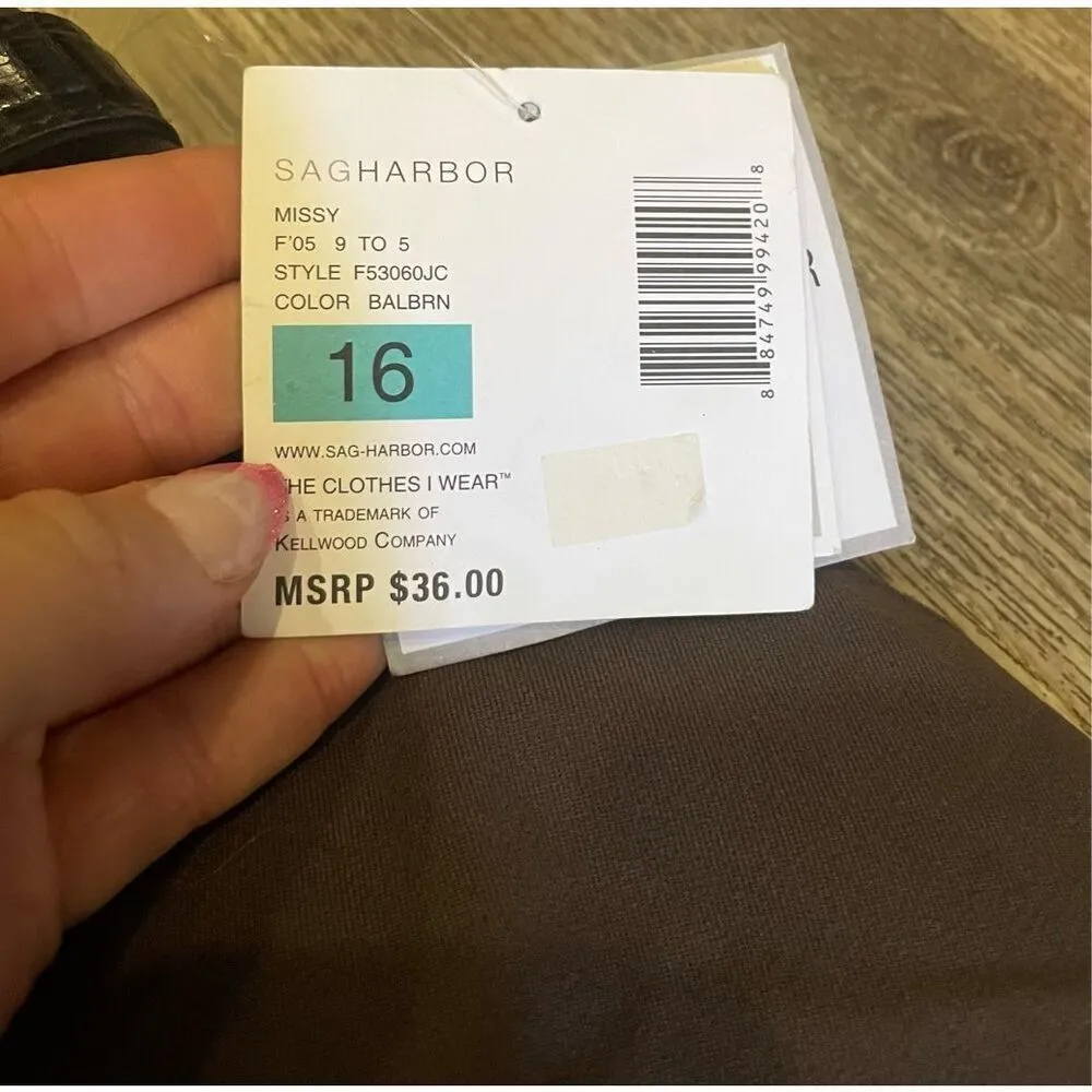 Sag Harbor Brown Comfort Stretch Dress Pants with Belt 16 New - Image 2